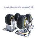Four 8 Inch Heavy Duty Caster Wheels Set With Universal Swivel And Directional Brake, No Squeak Rubber Rolling For Furniture And Equipment