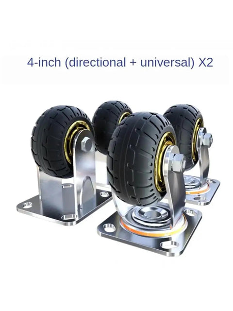 Four 8 Inch Heavy Duty Caster Wheels Set With Universal Swivel And Directional Brake, No Squeak Rubber Rolling For Furniture And Equipment