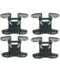 Four Piece Front Left Driver Door Hinge Replacement Kit Crafted From Solid Steel With A Durable Black Coating set viewed from the front.