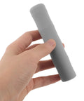 Hand holding one of Two Pack Silicone Ice Cream Maker Sleeves for Creami Series, grey, dustproof and leakproof sleeve