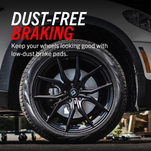 PowerStop front brake kit with coated rotors and Z17 ceramic pads; visible behind a black alloy wheel.