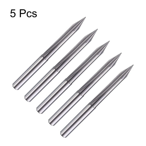 HARFINGTON 5pc CNC V-bit set, 1/8 in shank, 30° carbide engraving bits for wood/plywood/acrylic