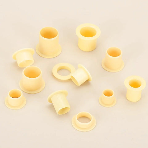 5 Pack Flanged Sleeve Bearing Plastic Bushing 12mm ID 14mm OD 6mm Length POM Yellow Durable Low Friction Bushings For Motors And Machinery Industrial Grade High Precision Fit Do It Yourself Projects, assorted yellow flanged bushings