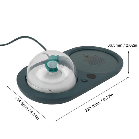 Smart Electric Cup Warmer Base with Three Adjustable Heat Modes, grey color, dimensions 114.5 x 221.5 x 66.5 mm.