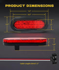 Dimensions of 6 Inch Red Oval LED Trailer Tail Lights 24 LED Chips Waterproof Sealed Stop Turn Tail Light DOT SAE Certified