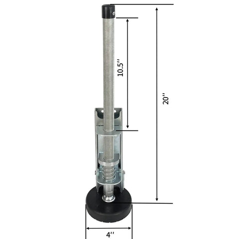 Pair Of Adjustable Ladder Levelers With Anti Slip Steel Poles For Stable Grounding And Platform On All Surfaces Easy Install Replacement Rubber Feet Standard Version Ladder Accessory, showing dimensions.