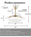 Diagram of 72 Inch Farmhouse Ceiling Fan With Lights And Caged Fandelier showing dimensions and adjustable downrod details.