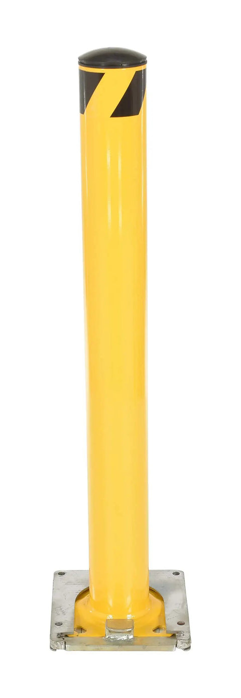 Heavy Duty Removable Steel Pipe Safety Bollard 42 Inch Tall Killer Vehicle Barrier for parking lot use with yellow coating.