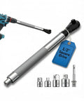 1/2 Drive Angled Impact Extension Wrench For Tight Spots With Lightweight Slick Build Ratcheting Flex Head and socket adapters.