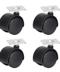 Heavy Duty 4 Pack 40mm Swivel Furniture Casters With 34x34mm Plate, Metal Ball Bearing, Silent Brakes for carts and tables