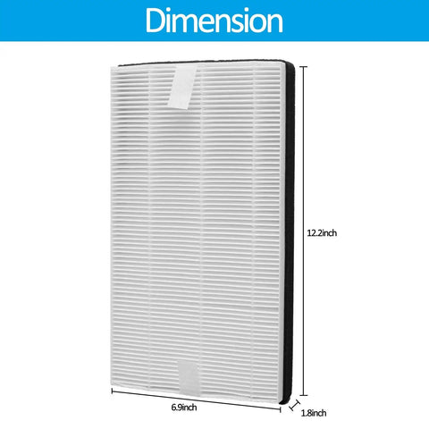 Advanced Allergen Reduction True HEPA H13 Replacement Filter dimensions for 3M Filtrete Room Purifier 12.2x6.9x1.8 inches