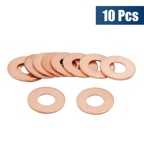 Knock Out Quality Copper Flat Washers And Sealing Gasket Rings Built Like A Tank For M8 18mm 1mm Bolt Nuts And Screws Universal Fit Garage Ready Gear Kits, pack of 10 washers.
