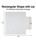 Clear Office Chair Mat With Lip For Flat Pile Carpets Extended Under Desk Coverage 53 By 45 Inches No Slip Smooth Glide Vinyl Floor Mat
