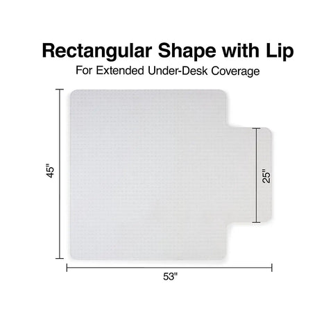 Clear Office Chair Mat With Lip For Flat Pile Carpets Extended Under Desk Coverage 53 By 45 Inches No Slip Smooth Glide Vinyl Floor Mat