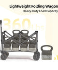 Lightweight Collapsible Wagon Cart loaded with kettlebells, showcasing heavy-duty load capacity and sturdy black frame
