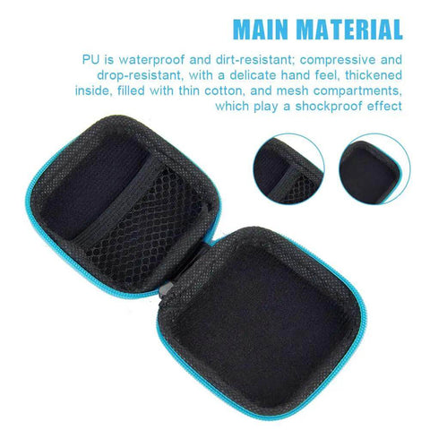 Open 6 Pack Tough As Nails PU Hard Shell Earbud Cases showcasing the mesh divider and soft interior for secure storage.