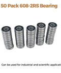608 2RS Bearings 50 Pack 8x22x7mm Double Rubber Sealed Ball Bearings For Skateboards And Small Equipment Chrome Steel Smooth Spin Durable And Ready To Roll, stacked bearings