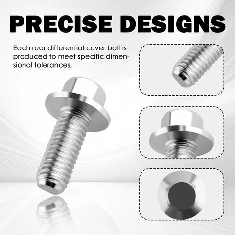 Heavy Duty 14 Piece Rear Differential Cover Bolts M8 125x20mm Hex Head Flange Screws Galvanized Steel close-up of bolt design