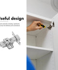Installing heavy duty self-closing cabinet hinges with hydraulic soft-close in kitchen cabinets for quiet operation.