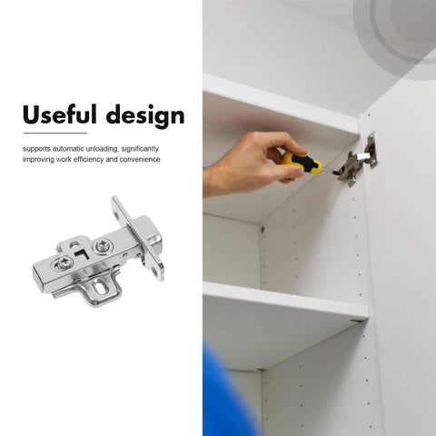Installing heavy duty self-closing cabinet hinges with hydraulic soft-close in kitchen cabinets for quiet operation.