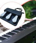 Three Pedal Sostenuto Sustain Pedal Board For MIDI Controllers And Digital Pianos, Silent Soft Action, Plug And Play Replacement
