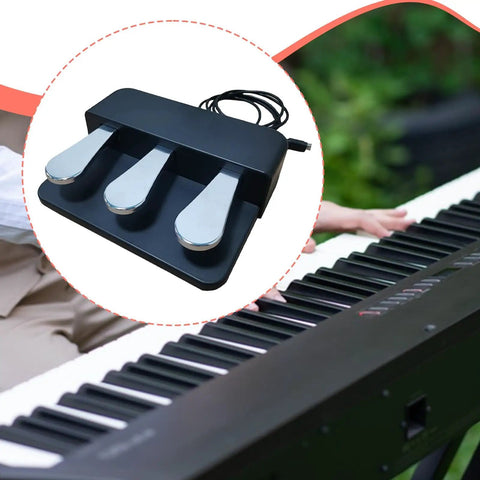 Three Pedal Sostenuto Sustain Pedal Board For MIDI Controllers And Digital Pianos, Silent Soft Action, Plug And Play Replacement