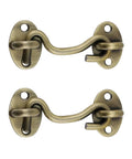 Two No-Fuss Privacy Hook And Eye Latch Set, 3.74 Inch Stainless Steel Gate Latch With Mounting Screws, Antique Bronze Finish, product view.