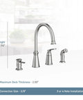 Top Shelf High Arc Kitchen Faucet With Spot Resist Stainless Finish And Smooth One Handle Design To Make Kitchen Chores An Absolute Breeze On Your Counter, showcasing height and installation details.