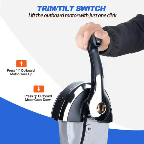 Outboard Remote Control Kit For Single Binnacle Top Mount Box With Fast Idle Button And Power Trim Tilt Plug And Play Marine Boat Remote Control System Compatible With 8M0059686 Motor Controller showing trim tilt switch operation