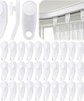 40 Pc Curtain Track Gliders White Plastic Slider Hooks For Window Curtains Easy Glide Lightweight Rail Sliders Traverse Rod Replacement Parts For Kitchen Bedroom And Bathroom, white plastic gliders shown with curtain rail use