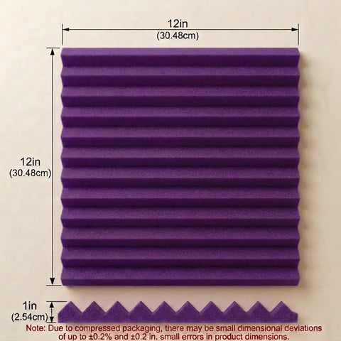 Big Time Kickass 52 Pack Acoustic Foam Wedge Tiles 12X12 Inches Black And Purple acoustic foam panel measurement 12x12 inches