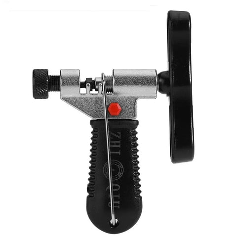 All In One Bicycle Chain Removal And Installation Tool With Chain Hook Universal For Single Speed And Five Through Eleven Speed Chains Industrial Steel K5 Body With Replaceable CRV Thimble Durable And Easy To Use shown from side.