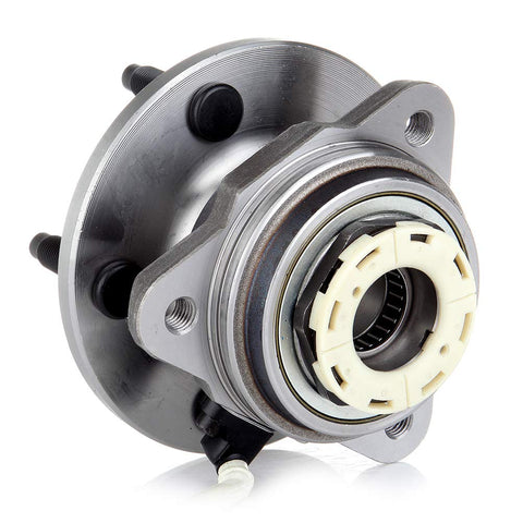 Close-up of a Front Wheel Hub Bearing Assembly 515027 For Ford Ranger 1998 2000 And Mazda B4000 1998 2000 With ABS 5 Lug