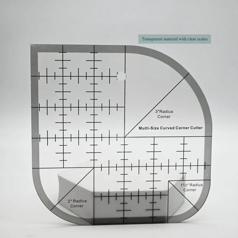 Clear Acrylic Quilting Ruler With Templates And Curved Corner Cutter For Precise Fabric Cutting, Go To Black 6x6 Tool