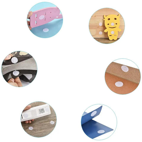 1000 Self Adhesive Dots 500 Pairs Hook And Loop Dots Tape 10mm Nylon Sticky Back Dots used on various surfaces, white
