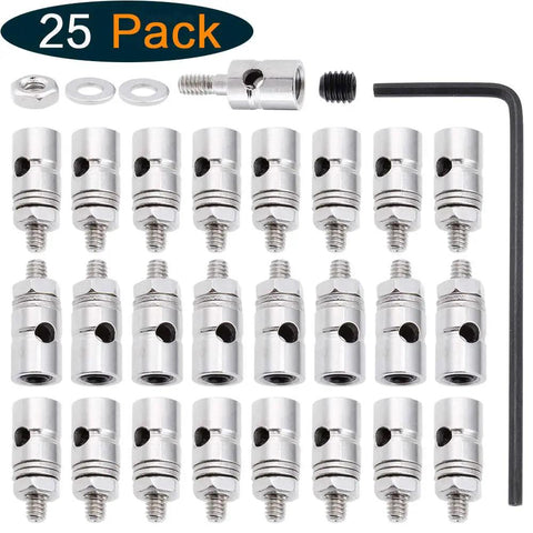 D1.8mm RC Model Plane Linkage Stoppers Pack Of 25 With Hex Wrench 1.8mm Hole Fits 1.5mm To 1.8mm Connectors Lightweight Silver
