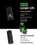 Comparison of TecoTek tap socket and standard socket for 13 Piece Magnetic Tap Socket Set with 1/4 and 3/8 Inch Drive Square Sockets