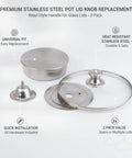 Replacement Bead Style Stainless Steel Pot Lid Knobs For Glass Cookware Repair Kit, 2 pack with hardware