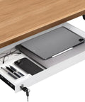 No Sweat Under Desk Drawer Storage With Heavy Duty Steel Tray And Secure Copper Lock For Papers Laptops And Pencils Plus Silent Ball Bearing Slides, showing organized contents.