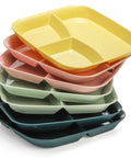 Stack of 8 Pack Unbreakable Divided Dinner Plates With Three Compartments For Portion Control, 10 Inch Size, Reusable Food Grade PP BPA Free