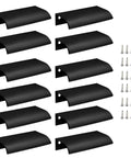 Back Mount Finger Edge Pull 80mm Black Aluminum Alloy Hidden Concealed Tab Handle For Doors Drawers Cabinets Kitchen 12-Pack with Screws