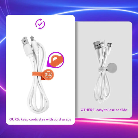 Comparison of USB cables with and without 5 Pack Silicone Cable Cord Organizers Magnetic Clips Twist Ties Cord Wraps
