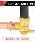 Pack of 5 copper press-fit x 1/2in female NPT drop-ear 90-degree elbow plumbing fittings.
