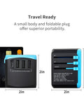 Universal USB Travel Power Adapter With Quad USB Ports And Type C For Worldwide Charging All In One International Wall Charger dimensions
