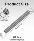 20 Piece Tiny Extension Springs In 304 Stainless Steel For Heavy Duty Repairs, showing 30mm length and 0.3mm diameter.