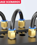 4mm OD Black Polyurethane PU Air Hose Tube For Compressed Air And Fluid Transfer, 10 Meter Length installed with brass fittings
