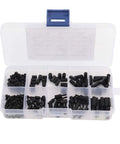 Nylon Hex Spacer Standoff Kit 180 Piece Black Standoffs Screws Nuts Set For Circuit Boards And Machinery Assembly Durable Nylon With Precise Threads Easy To Clean In Humid Environments, open organizer case with black nylon spacers