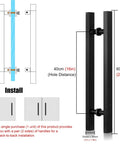 Diagram of Door Pull Handle For Barn Doors And Sliding Doors In Matte Black 60 Cm 24 In Modern Square H Shape Push Pull Built To Last Easy To Install Dope Matte Finish, showing dimensions and installation layout.