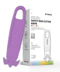Safe Recessed Blade Box Cutter Knife 10 Pack Purple With Double Sided Blade For Easy Cuts And Reduced Risk Of Lacerations No Sweat For Opening Boxes Packages And Cartons, purple handle and box