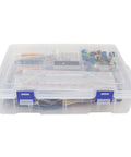 Electronic Components Starter Kit With Basic Repair Tools And Stepper Motor Servo For R3 Projects Packed With Wireless Communication Modules And Identity Authentication Features For Quick Hands On Learning in clear plastic case